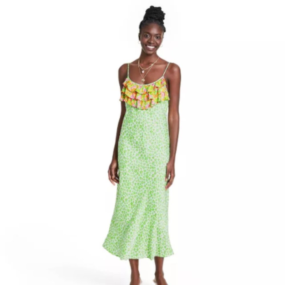 Leopard Sleeveless Ruffle Slip Dress